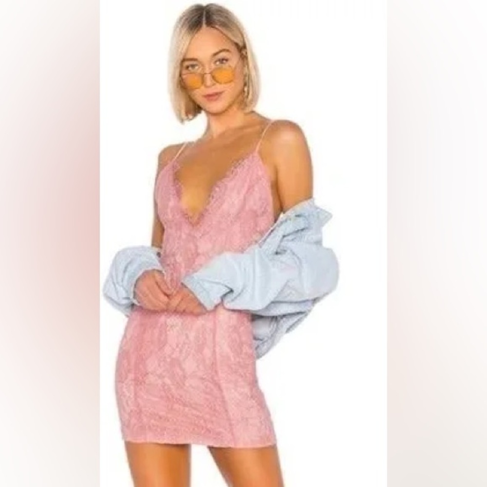 Revolve H:ours Luzetta Lace Mini dress pink XL